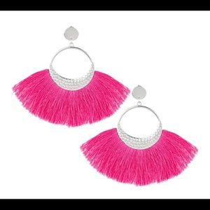 Paparazzi Spartan Spirit Pink Fringe Hoop Earrings